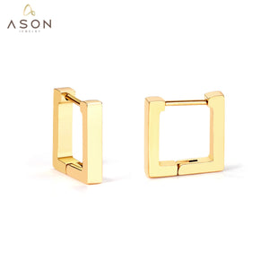 ASON Gold Color Square Rectangle Piercing Hoops Earrings Stainless Steel Geometric Earrings for Women Fashion Jewelry Gift