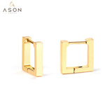 ASON pendientes de aro de perforación rectangulares cuadrados de Color dorado, pendientes geométricos de acero inoxidable para mujer, regalo de joyería de moda 