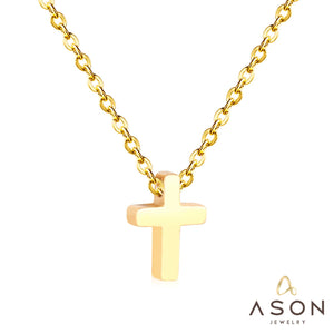 ASON – colliers avec pendentifs croisés Rolo cubains, chaînes à maillons de 45cm, couleur or, ras du cou, bijoux cadeaux de fête pour femmes, meilleure vente 