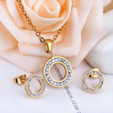 Women Bridal Jewelry Sets Zircon Crystal Pendants Necklaces Stainless Steel Jewelry Set