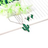 ASON – ensemble de bijoux collier et boucles d'oreilles Cactus en acier inoxydable, couleur or, avec strass vert, accessoire bijoux pour femmes 