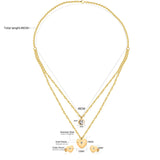 ASON 316L Stainless Steel Heart Love Gold Bridal Wedding Jewelry Set for Women Necklace Pendant Small Stud Earring