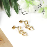 ASON Cool Chain Pendant Punk Piercing Earring Stainless Steel Stud Earrings Gold Color for Women Party Gift Fashion Jewelry