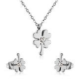 ASON fleur cubique zircone chaîne pendentif collier Piercing boucles d'oreilles ensembles de bijoux couleur or acier inoxydable pour les femmes 