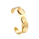 Gold Color Luxury Male Bangles Sculpture Bangle Carving Printed Stainless Steel Bangle Cuff Bracelet Hand Accessory