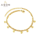 ASON Vintage redondo sonrisa cara accesorios cadenas multicapa tobilleras Color oro acero inoxidable para mujer joyería de moda