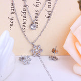 ASON Snowflake Cubic Zirconia Pendants Multilayer Necklace Earrings Jewelry Sets Gold Color Stainless Steel Women Christmas