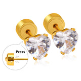 Screw Plug Heart Earrings 2020 New For Women Stainless Steel Crystal Kid Stud Earrings Jewellery pendientes brincos