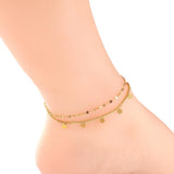 ASON Gold Color Stainless Steel Classic Round Accessories Multi-layer Link Chains Anklet For Women Jewelry On Leg Party