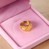 ASON Vintage Heart Round Square Shape Ring Gold Color Stainless Steel Geometric Fashion Jewelry for Women Men Accessories