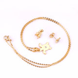 Stainless Steel Dubai African Jewelry Set for Women Girls Gold Color Necklace Earrings Set Indian Jewellery Sets