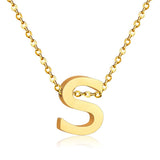 ASON Delicate Classic Style Initial 26 Letters Alphabet Chain Pendant Necklace Stainless Steel Gold Color Jewelry Chokers