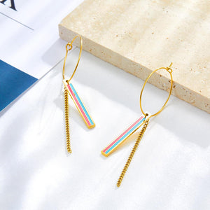 Boucles d'oreilles pendantes pendantes, flambant neuf, tendance, en couches, pour femmes de bureau, cerceaux rectangulaires 