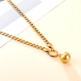 Stainless Steel Ball Charm Necklace for Women Gold Color Cuban Link Chain Choker Minimalist Girls Design Neck Collar