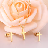 Hot Sale Jewelry Cross Pendant Necklace Earring Sets For Men/Boss Gift Made By Stainless Steel