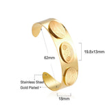 Gold Color Luxury Male Bangles Sculpture Bangle Carving Printed Stainless Steel Bangle Cuff Bracelet Hand Accessory