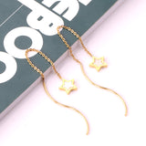 ASON Korean Style Star Shell Drop Earrings Dangle Chain Earring Stainless Steel Jewelry for Women Femme Party Gift