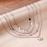 Multi-Layer Chain Necklace Bohemia Choker Beach Style Vintage Collier Stainless Steel No Fade Star Round Charm