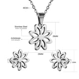 ASON Classic Stainless Steel Gold Color Flower Jewelry Sets for Women Wholesale Necklace Earring Jewlery Sets Party