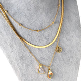 ASON Trendy Multi-layer Conch Star Pendant Necklace Gold Color Stainless Steel Snake Chain for Women Fashion Jewelry Gift