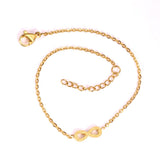 ASON Frosted Lucky Eight Number Shape Loop Link Chain Bracelets Gold Color Stainless Steel for Women Jewelry Extender