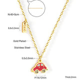 ASON Cute Red Little Car Pendant Necklace 316L Stainless Steel Cartoon Taxi Necklace for Women Fashion Jewelry Accessories