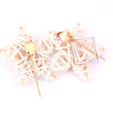 ASON New Classic Style Gold Color Square Dangle Earrings Stainless Steel Unique Long Tube Pendants Earrings for Girl