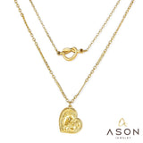 ASON – collier pendentif multicouche couleur or, en acier inoxydable, maman et fils, collier en forme de cœur ajouré pour femmes, Patty 