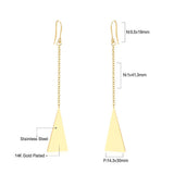 ASON Elegant Gold Color Drop Earrings Stainless Steel Triangle Pendant Dangle Earrings for Women Gift Party Jewelry