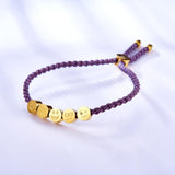 Pink Braid Rope Bracelets For Women Girls Purple Rose Red Heart Pendant Smile Charms For Gifts Women Boho Bracelets