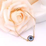 ASON Color oro Acero inoxidable Ojo Azul Zirconia cúbica pulseras de cadena antialérgicas brazalete para Mujeres Hombres joyería de moda 