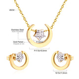 ASON Bohemian Jewelry Sets Accessory Stainless Steel Gold Color Moon Star Pendant Necklace Piercing Stud Earrings For Women