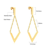 ASON Elegant V Letter Drop Earrings 316L Stainless Steel Geometric Hanging Dangle Earrings for Women Accessories Jewelry