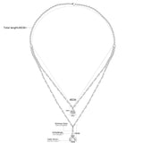 ASON Classic Jewelry Stainless Steel Eiffel Town Pendant Necklace with Round Cubic Zirconia for Women Double Link Chain