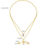 ASON Snowflake Cubic Zirconia Pendants Multilayer Necklace Earrings Jewelry Sets Gold Color Stainless Steel Women Christmas