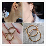 Gold Color Stainless Steel Hoop Earrings For Women Men Big/Small Circle Round Ear Jewelry Bijoux Acier Inoxidable