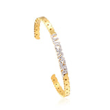 Lucky Gift For Friends Open Bracelets Luxury Women's Bangles Gold Color With Shiny Zirconia Stone Office Dailywear