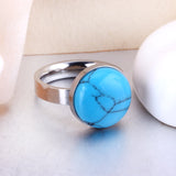 Trendy Vintage Ring For Women Blue Stone Enamel Rings Fashion Jewelry Wholesale