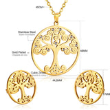 ASON 316L Stainless Steel Bridal Inner Tree Pendant Wedding Jewelry Set for Women 2019 Necklace Pendant Small Stud Earring