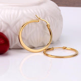 Classical Stainless Steel Earings 25mm Gold Steel color Zircon Hoop Earrings Set for Women's Fashion Jewelry brinco