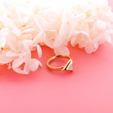 ASON Gold Color Trendy Style Stainless Steel Triangle Ring With White Shell For Women Party Jewelry Accessory Daily Wear