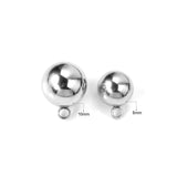 ASON 100 Uds. Bola de acero inoxidable de 8mm y 10mm con anillo, joyería, colgante, abalorio, cuentas de acero para fabricación de joyas DIY