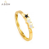 ASON tamaño 6/7/8/9 anillo de dedo con patrón de estrella pequeña Color dorado joyería de moda de acero inoxidable para mujer accesorio de regalo de fiesta 