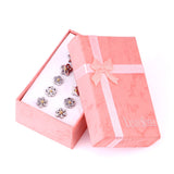 ASON 6 par/caja flor con bola pendientes de perforación clásicos conjunto de acero inoxidable Color plata joyería de moda para mujer 