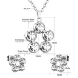 ASON 316L Stainless Steel Zircon Gold Bridal Wedding Jewelry Sets for Women Round Necklace Pendant Small Stud Earring