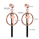 Rose Gold Cross pendientes Drop Dangle Earrings Set For Women Fashion Jewelry Big Round Earings brincos oorbellen