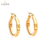 ASON-pendientes de aro redondos lisos para mujer, aretes geométricos de acero inoxidable 316L, joyería de moda, accesorios al por mayor