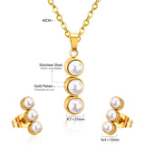 Fashion White Imitation Pearls Crystal Pendant Necklace Stud Earrings For Women Wedding Jewellry Sets bijoux femme