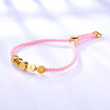 Pink Braid Rope Bracelets For Women Girls Purple Rose Red Heart Pendant Smile Charms For Gifts Women Boho Bracelets