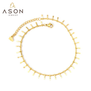 ASON Tassel Accessories Chains Simple Fashion Anklet Gold Color Stainless Steel For Women Summer Beach On Foot Jewelry